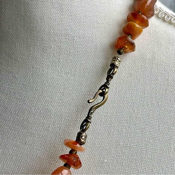 Handmade Polished Carnelian Semi-Precious Gemstones 24" Necklace Hook Clasp - Picture 2 of 11
